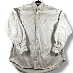 Polo Ralph Lauren Blaire Vintage Button Down Shirt 100% Cotton Size L Tan